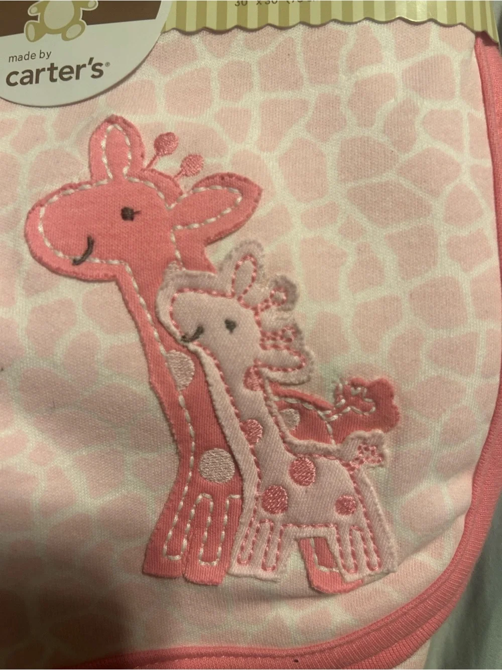 Carter's Pink Giraffe-Print Baby Swaddle Blanket